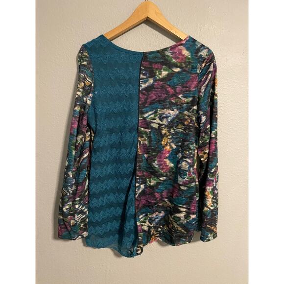 This & That Womens Tunic 2X Wool Blend Mixed Media Abstract Stretch Art to Wear - Picture 4 of 7